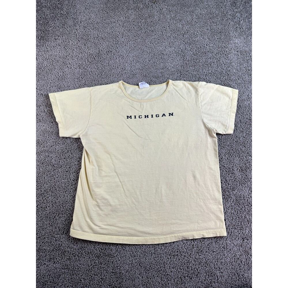VINTAGE Michigan Wolverines Shirt Girls Extra Large Yellow Blue Casual 90s